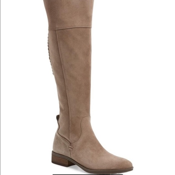 Vince Camuto Patamina Riding Boots in Foxy Suede Beige Sz 7.5 - Picture 1 of 11